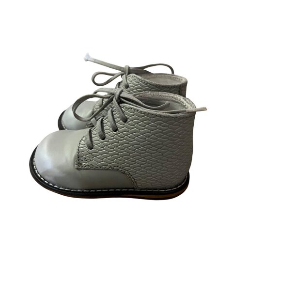 Vintage Style Josmo Baby First Walker Boots In Gray Textured Leather Size 4 Used - Picture 1 of 13
